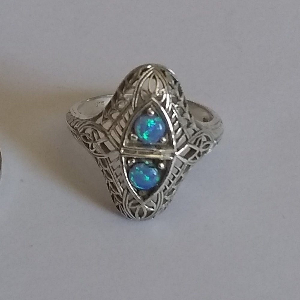 Australian Fire Opal Silver Ring